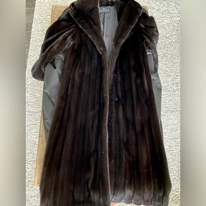 1990’s Louis Feraud Luxurious Brown Authentic Mink Fur Full-Length Coat